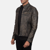 Jopix Distressed Brown Leather Biker Jacket